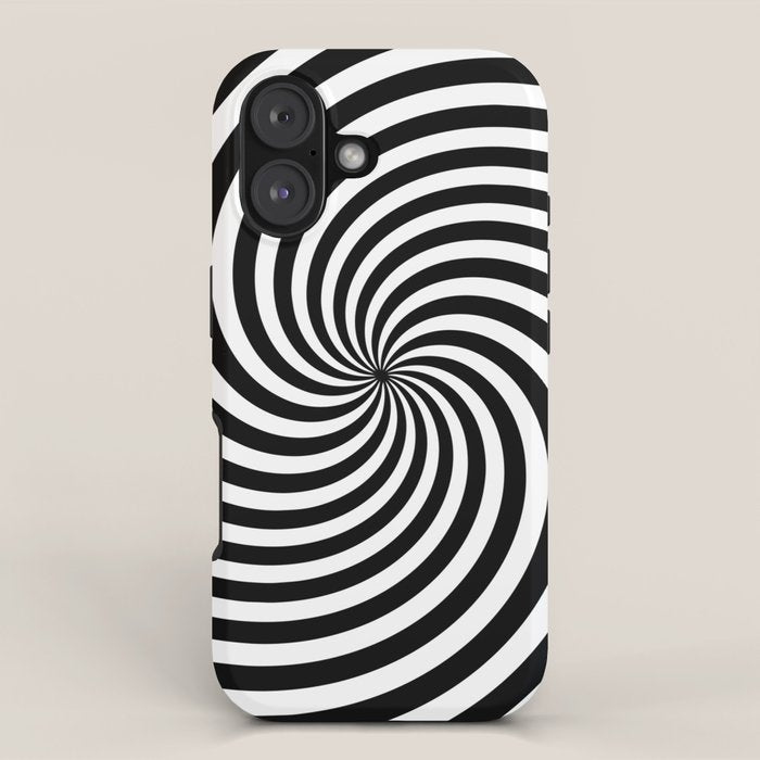 Black And White Op Art Spiral iPhone Case Gallery Image 1