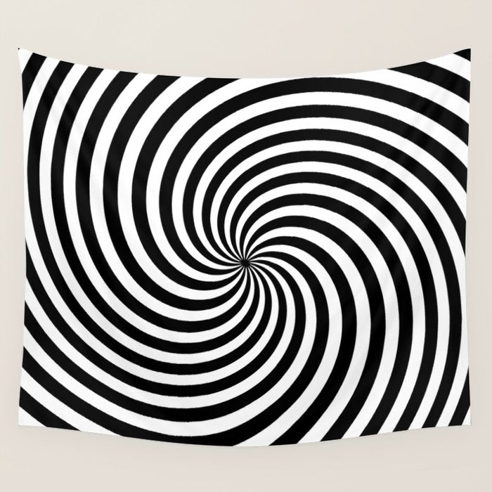 Black And White Op Art Spiral Wall Tapestry Gallery Image 4