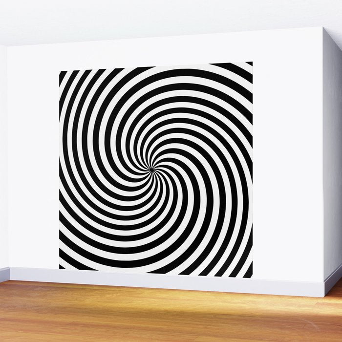 Black And White Op Art Spiral Wall Mural Gallery Image 2
