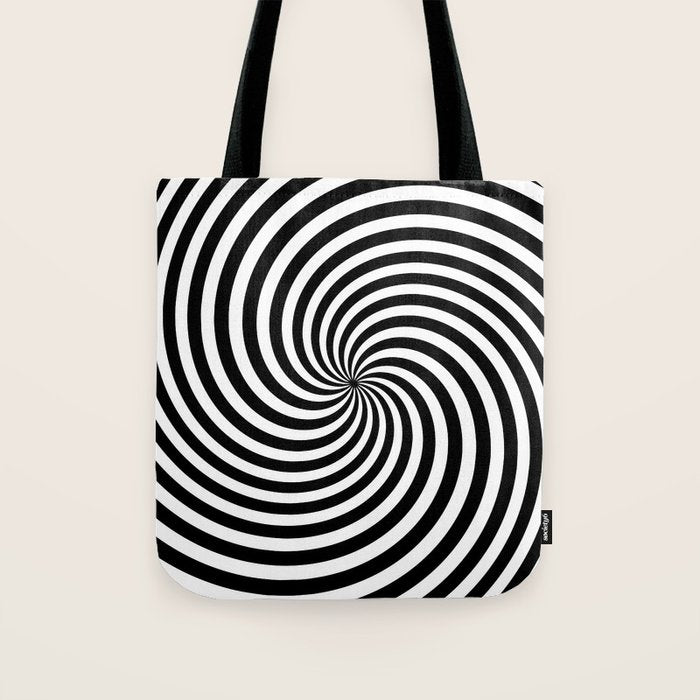 Black And White Op Art Spiral Tote Bag Gallery Image 1