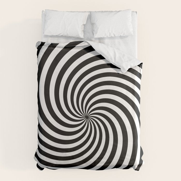Black And White Op Art Spiral Duvet Cover Gallery Image 1