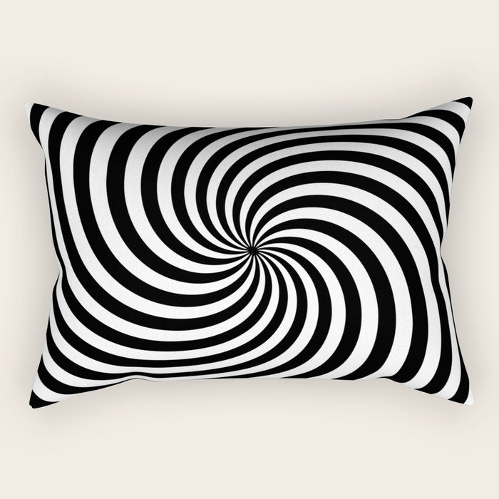 Black And White Op Art Spiral Rectangular Pillow Gallery Image 2