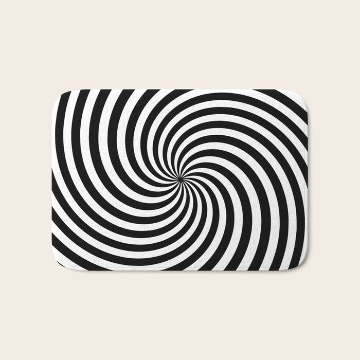 Black And White Op Art Spiral Bath Mat Gallery Image 1
