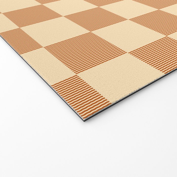 Textured Plaid pattern brown and cream Welcome Mat Gallery Image 2