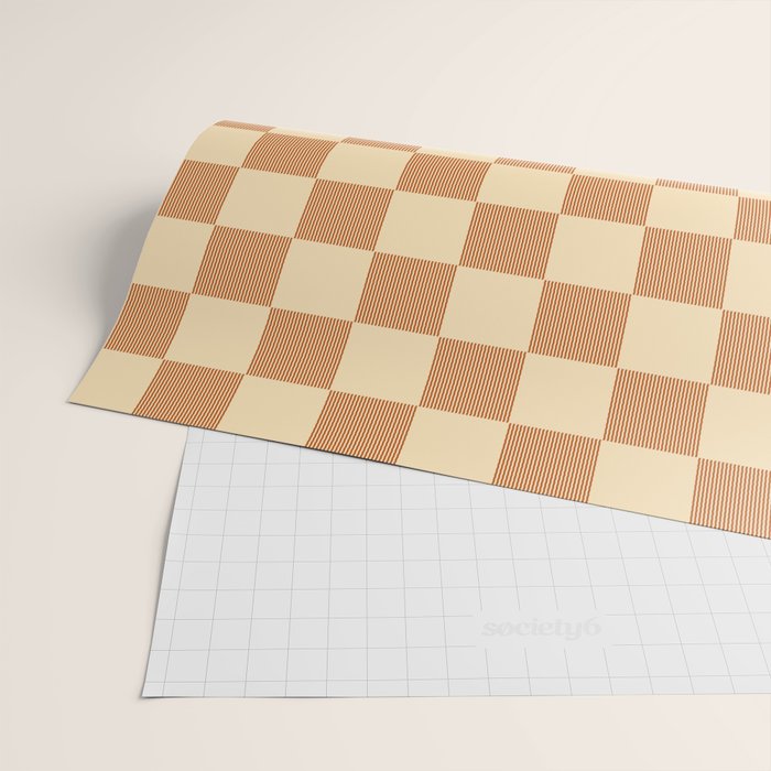 Textured Plaid pattern brown and cream Wrapping Paper Gallery Image 2
