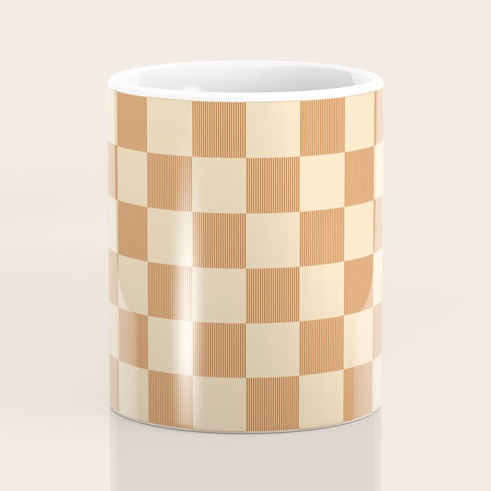 Textured Plaid pattern brown and cream Coffee Mug Gallery Image 4