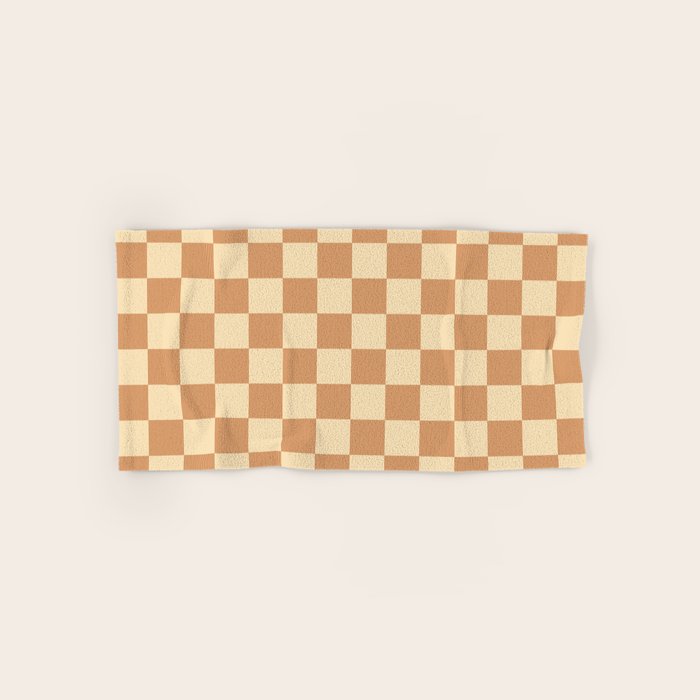 Textured Plaid pattern brown and cream Bath Towel Gallery Image 1