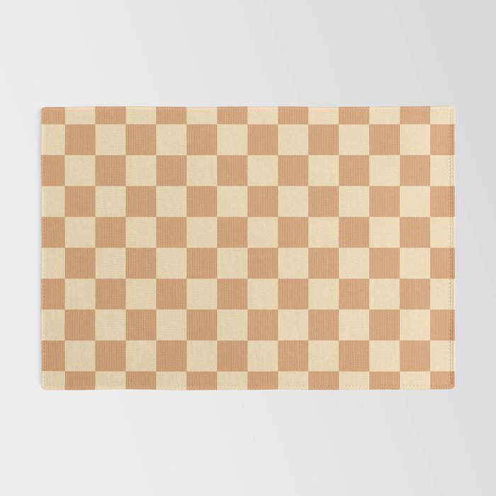 Textured Plaid pattern brown and cream Rug Gallery Image 2