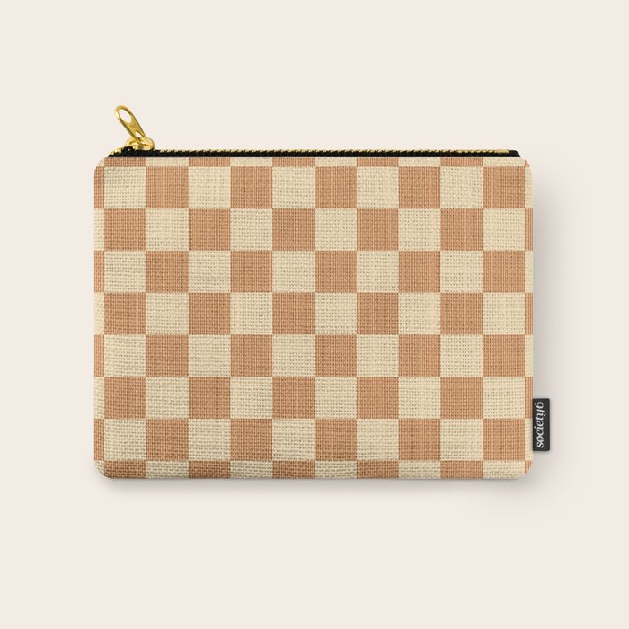 Textured Plaid pattern brown and cream Carry All Pouch Gallery Image 1