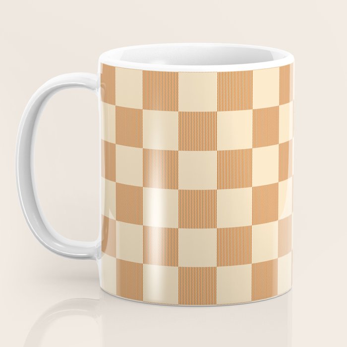 Textured Plaid pattern brown and cream Coffee Mug Gallery Image 3