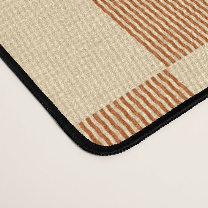 Textured Plaid pattern brown and cream Desk Mat Gallery Image 4