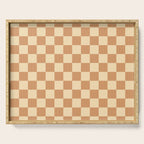 Textured Plaid pattern brown and cream Serving Tray Gallery Image 1