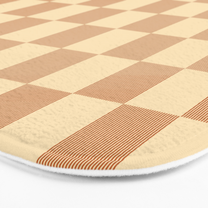 Textured Plaid pattern brown and cream Bath Mat Gallery Image 3