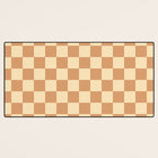 Textured Plaid pattern brown and cream Desk Mat Gallery Image 3