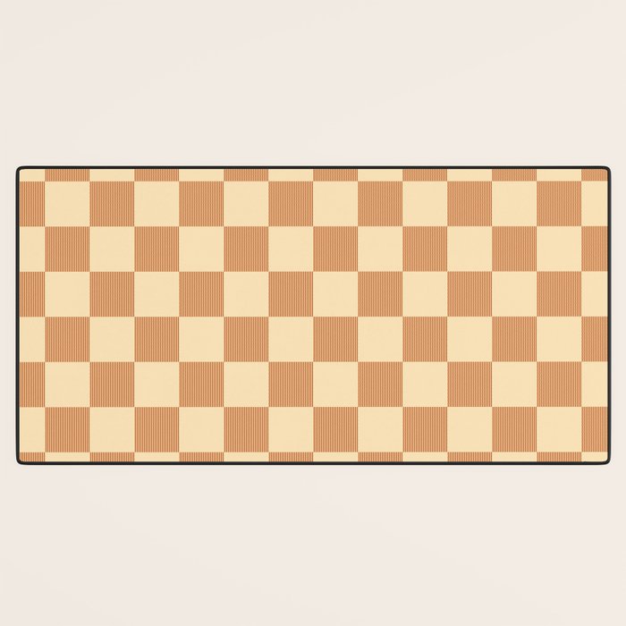 Textured Plaid pattern brown and cream Desk Mat Gallery Image 3
