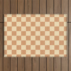 Textured Plaid pattern brown and cream Outdoor Rug Gallery Image 1