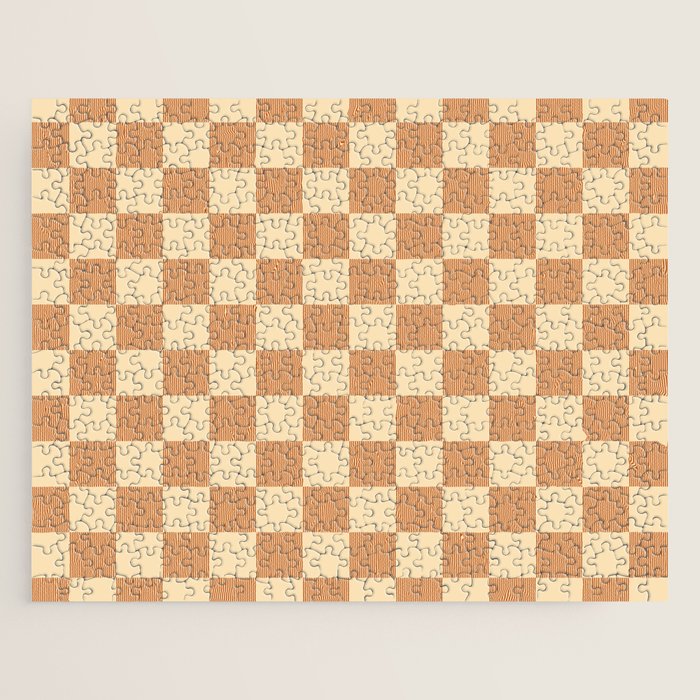 Textured Plaid pattern brown and cream Jigsaw Puzzle Gallery Image 1