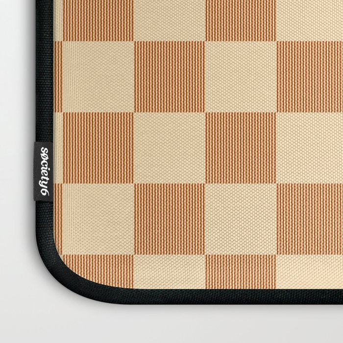 Textured Plaid pattern brown and cream Laptop Sleeve Gallery Image 3