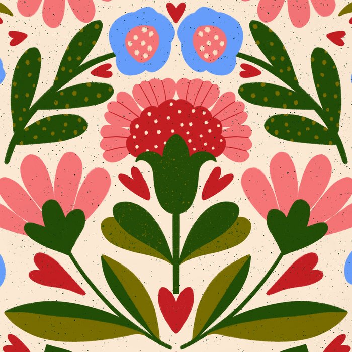 Pink, Green and Blue Folk Art Floral  Coffee Mug Gallery Image 2