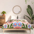 Pink, Green and Blue Folk Art Floral  Comforter Gallery Image 3