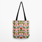 Pink, Green and Blue Folk Art Floral  Tote Bag Gallery Image 2