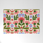 Pink, Green and Blue Folk Art Floral  Welcome Mat Gallery Image 1