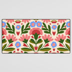 Pink, Green and Blue Folk Art Floral  Desk Mat Gallery Image 3