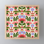 Pink, Green and Blue Folk Art Floral  Mini Art Print Gallery Image 1