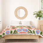Pink, Green and Blue Folk Art Floral  Duvet Cover Gallery Image 3