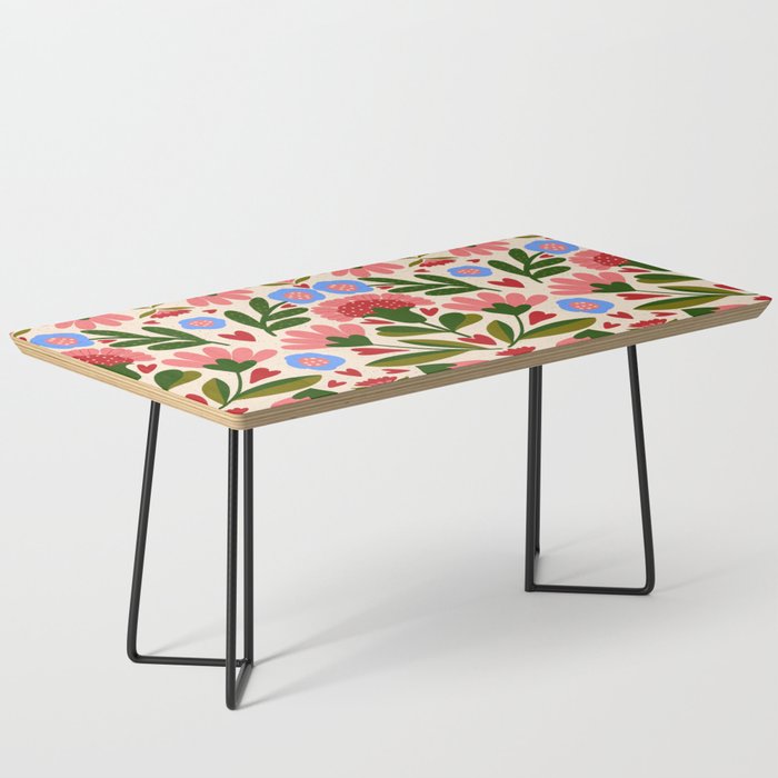Pink, Green and Blue Folk Art Floral  Coffee Table Gallery Image 1
