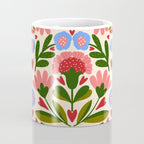 Pink, Green and Blue Folk Art Floral  Coffee Mug Gallery Image 4