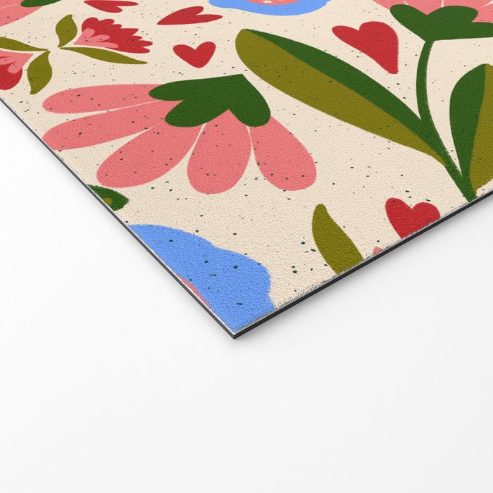 Pink, Green and Blue Folk Art Floral  Welcome Mat Gallery Image 2