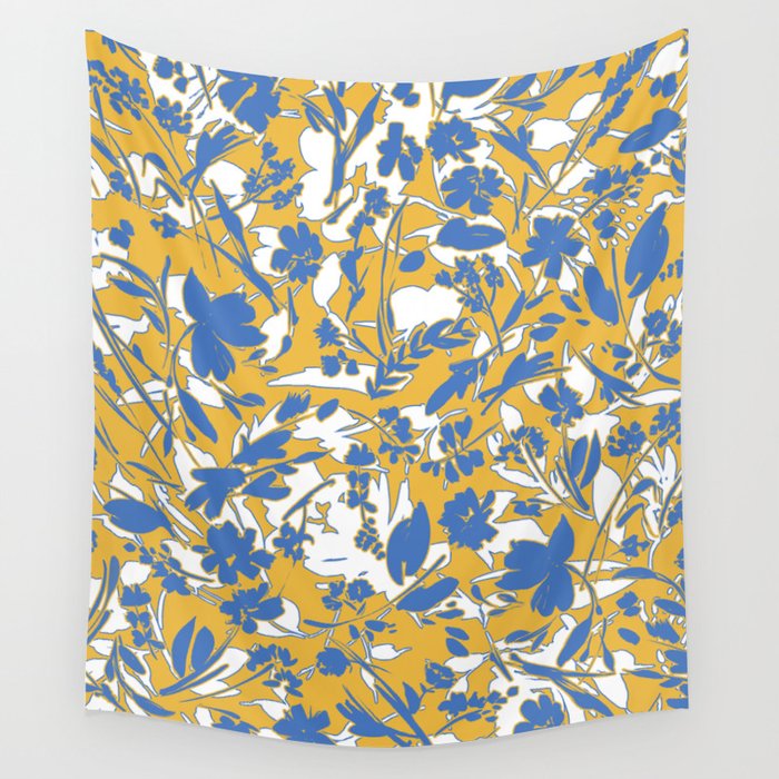 Simplistic silhouette flowers YB Wall Tapestry Gallery Image 4