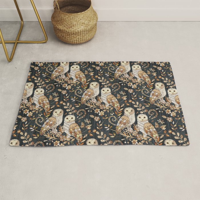 Wooden Wonderland Barn Owl Collage Rug Gallery Image 1