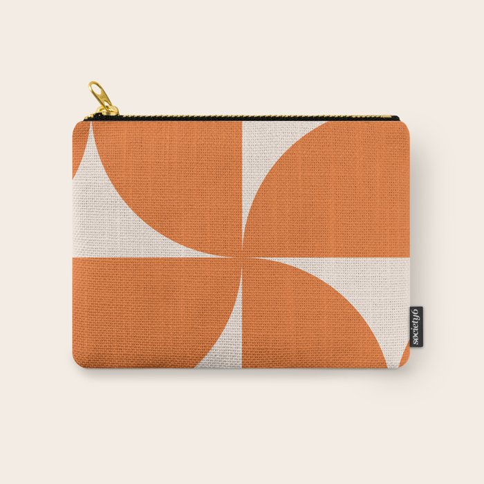 Bauhaus Mid Century Modern Geometric IX Bright Orange Carry All Pouch Gallery Image 1