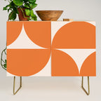Bauhaus Mid Century Modern Geometric IX Bright Orange Credenza Gallery Image 1