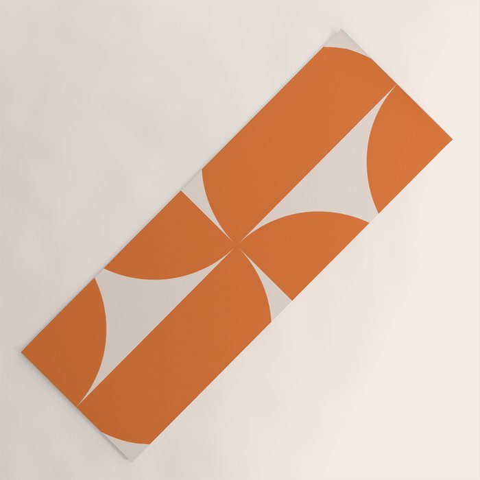Bauhaus Mid Century Modern Geometric IX Bright Orange Yoga Mat Gallery Image 1