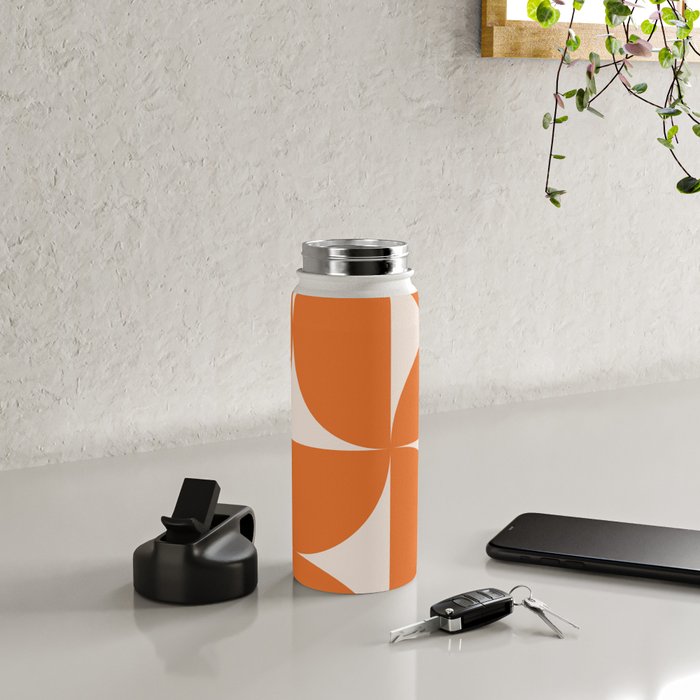 Bauhaus Mid Century Modern Geometric IX Bright Orange Water Bottle Gallery Image 4