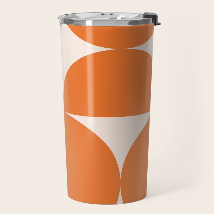 Bauhaus Mid Century Modern Geometric IX Bright Orange Travel Mug Gallery Image 2