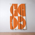 Bauhaus Mid Century Modern Geometric IX Bright Orange Window Curtain Gallery Image 3