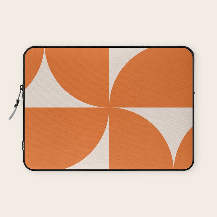 Bauhaus Mid Century Modern Geometric IX Bright Orange Laptop Sleeve Gallery Image 1