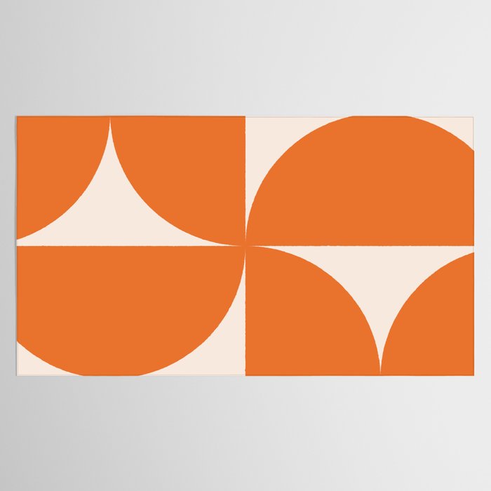 Bauhaus Mid Century Modern Geometric IX Bright Orange Tablecloth Gallery Image 2