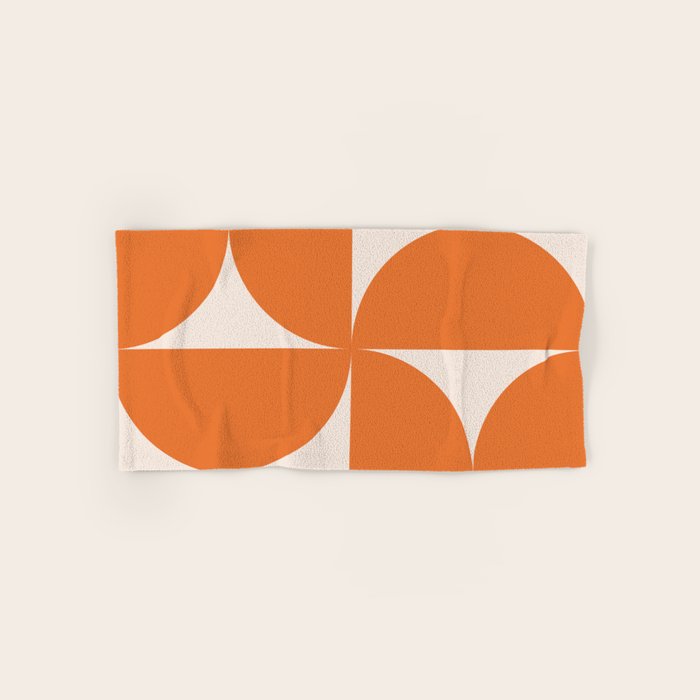 Bauhaus Mid Century Modern Geometric IX Bright Orange Bath Towel Gallery Image 1