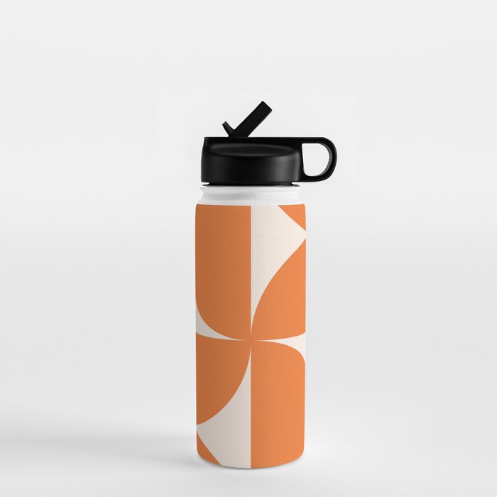 Bauhaus Mid Century Modern Geometric IX Bright Orange Water Bottle Gallery Image 1