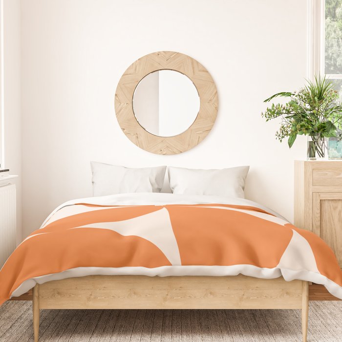 Bauhaus Mid Century Modern Geometric IX Bright Orange Duvet Cover Gallery Image 3