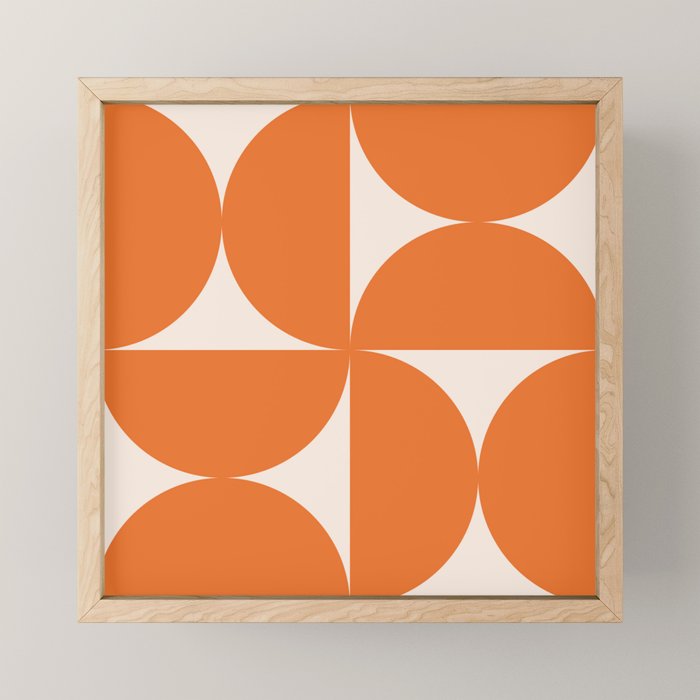 Bauhaus Mid Century Modern Geometric IX Bright Orange Mini Art Print Gallery Image 1