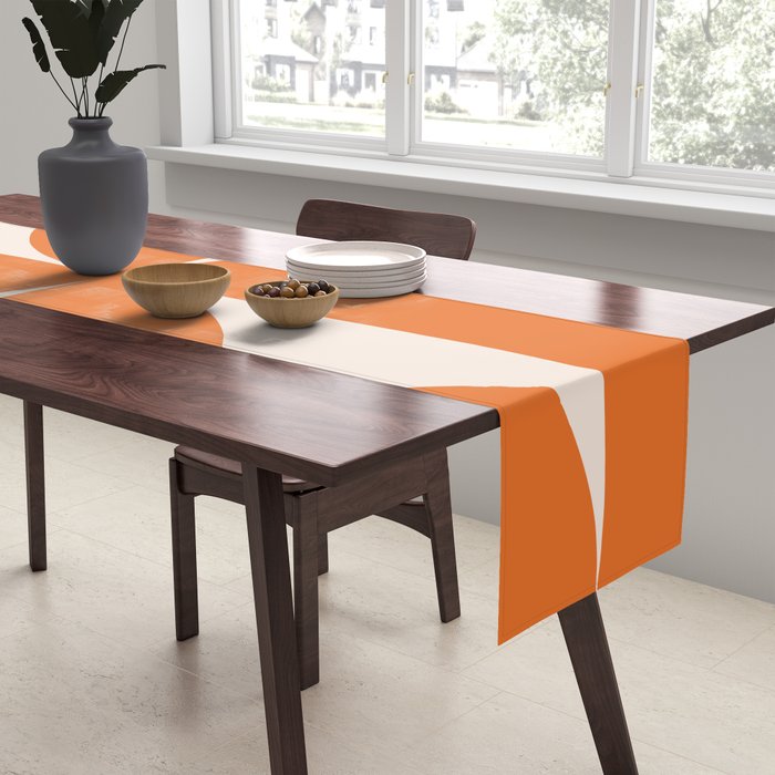 Bauhaus Mid Century Modern Geometric IX Bright Orange Table Runner Gallery Image 2