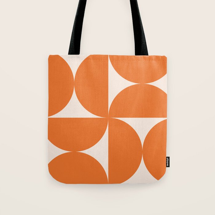 Bauhaus Mid Century Modern Geometric IX Bright Orange Tote Bag Gallery Image 1