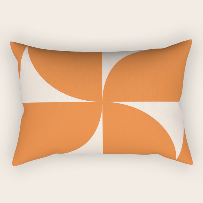 Bauhaus Mid Century Modern Geometric IX Bright Orange Rectangular Pillow Gallery Image 1