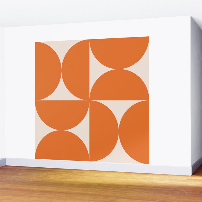 Bauhaus Mid Century Modern Geometric IX Bright Orange Wall Mural Gallery Image 2